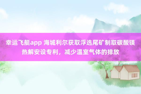 幸运飞艇app 海城利尔获取浮选尾矿制取碳酸镁热解安设专利，减少温室气体的排放