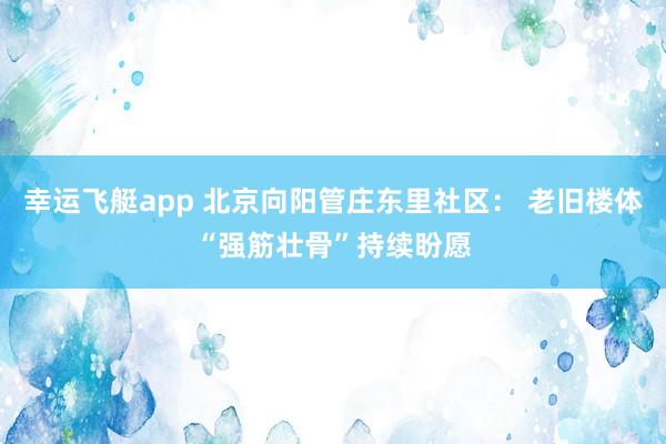 幸运飞艇app 北京向阳管庄东里社区： 老旧楼体“强筋壮骨”持续盼愿