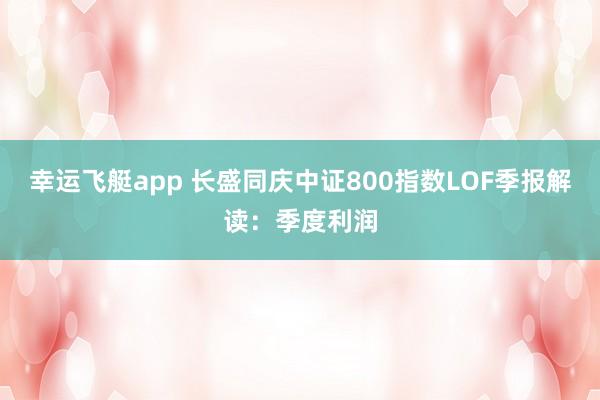 幸运飞艇app 长盛同庆中证800指数LOF季报解读：季度利润