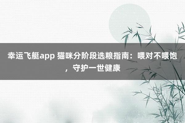 幸运飞艇app 猫咪分阶段选粮指南：喂对不喂饱，守护一世健康